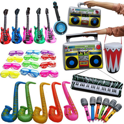 360 photo booth event props  Party Inflatable Musical Instrument Toys set , 5 PVC inflatable balloons +1 Venetian blind glasses+1 Colorful feather glasses+1 air pump+1 headband+1 set photo props Accessories Masks Wedding